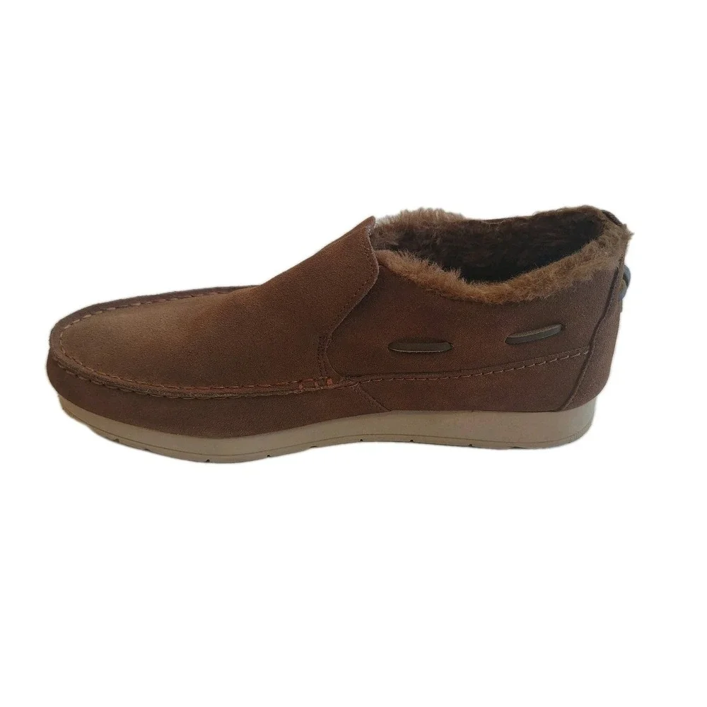 Sperry Moc Sider Men's Slip On Shoes Fleece Lined Suede Dark Brown Size 9.5‎